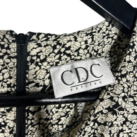 Vintage 90 Black White Micro Floral Short Sleeve Mid Tie Wide Leg Jumpsuit Small - Picture 5 of 10